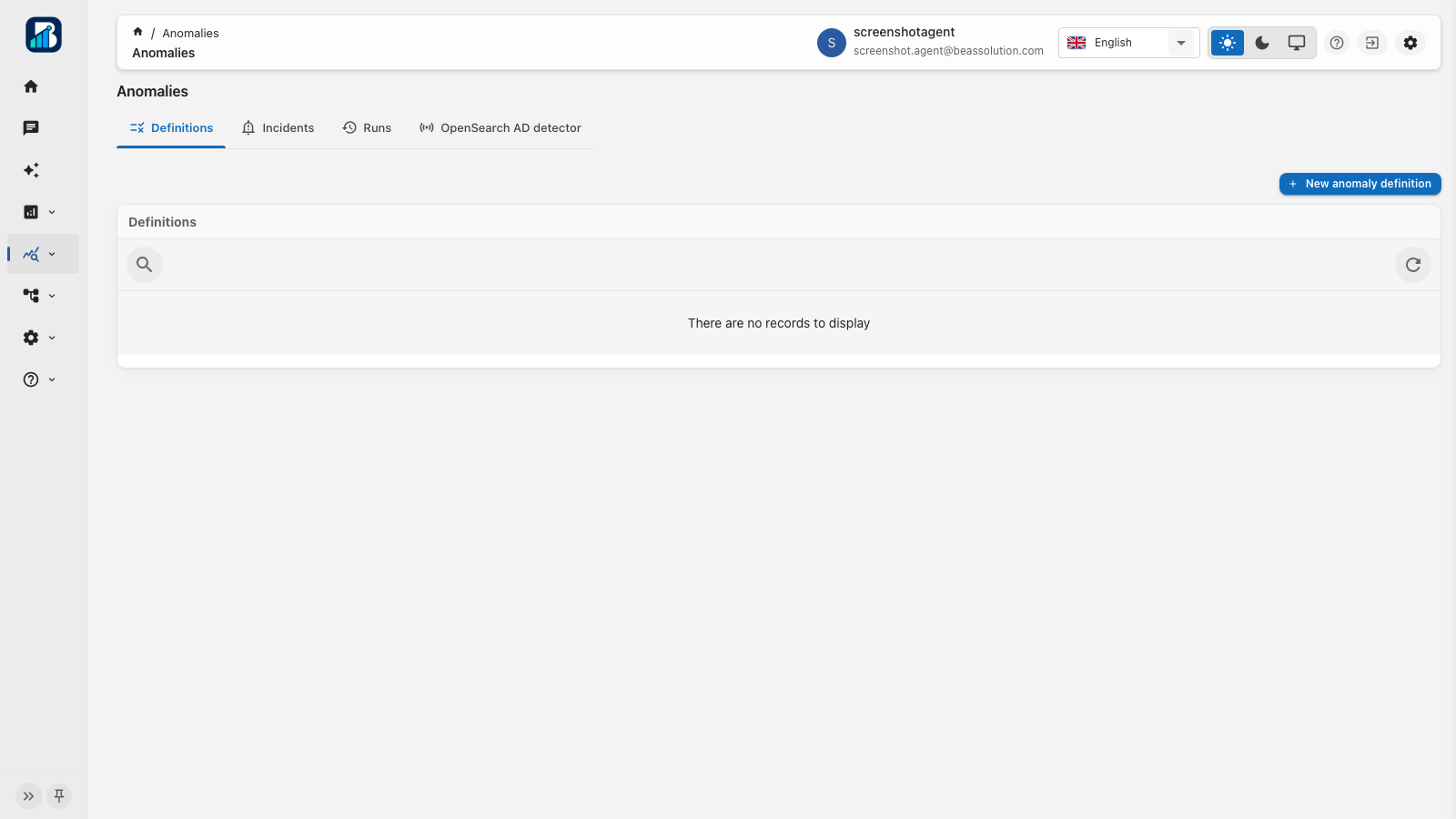 Anomalies definitions and incidents tabs